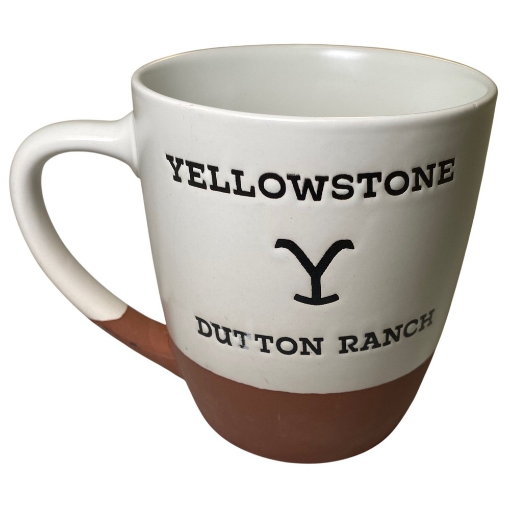 Yellowstone Dutton Ranch Coffee Mug Stoneware Two Tone Cream Terracotta 2023‎